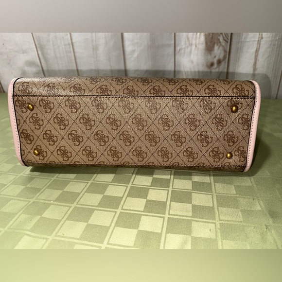 Guess Silvana 4G Brown and Pink Monogram Crossbody Tote Bag - Picture 11 of 12